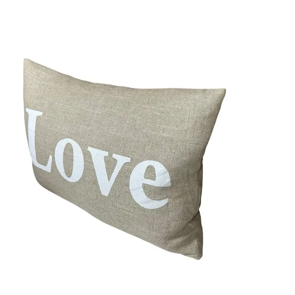 Wendy Bellisimo Home LOVE Decorative Throw Accent Pillow Linen Rustic Farmhouse